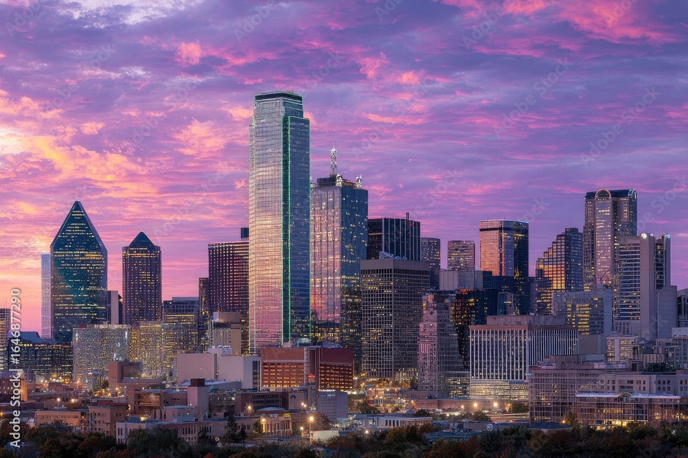 Obraz premium Dallas skyline at sunset