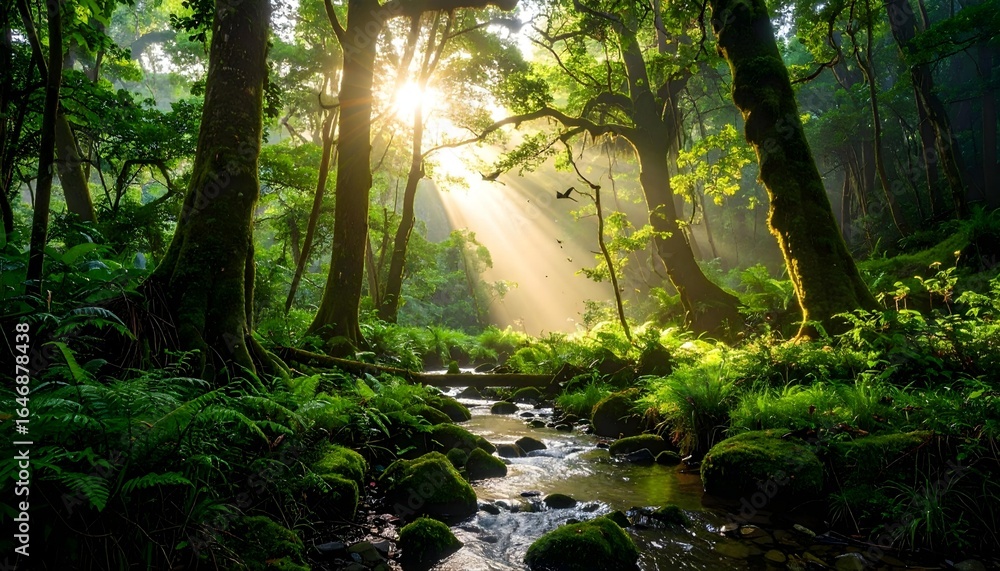 Obraz premium morning sunlight in the forest