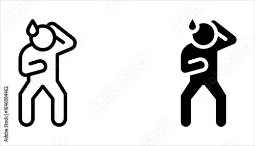 Sweating man icon set. Cold sweat. Worrying and nervous person. Anxiety and stress. icon symbol on white background