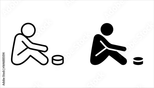 Homeless people icon set, poverty icon symbol on white background