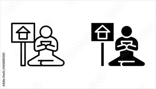 Homeless people icon set, poverty icon symbol on white background