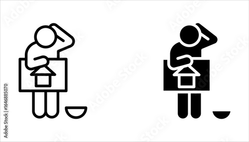Homeless people icon set, poverty icon symbol on white background