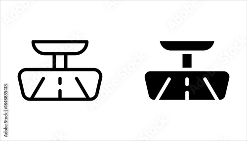 Car rearview mirror icon set. Internal backview safety mirror symbol on white background