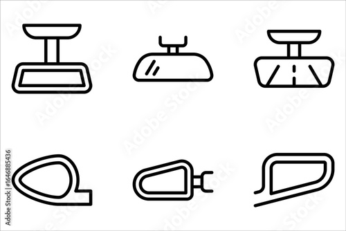 Car rearview mirror icon set. Internal backview safety mirror symbol on white background