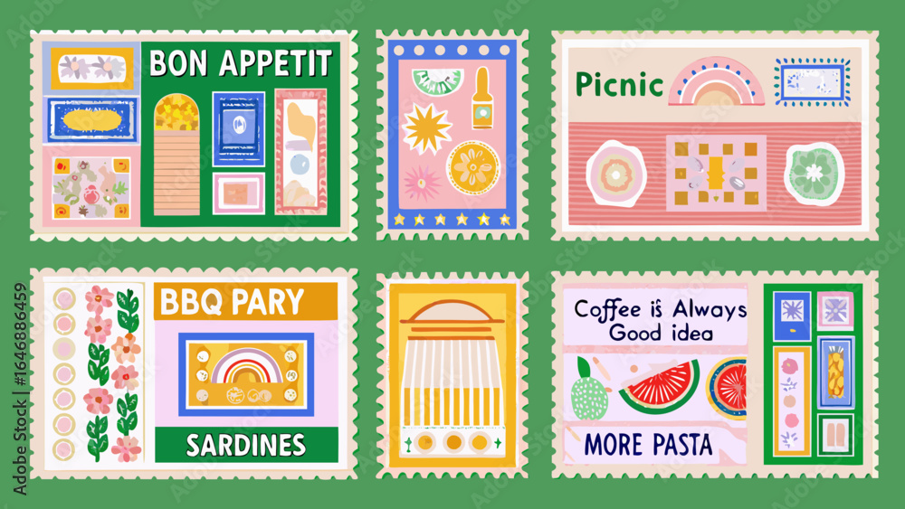Fototapeta premium vector illustration of a set of vintage retro vintage stamps