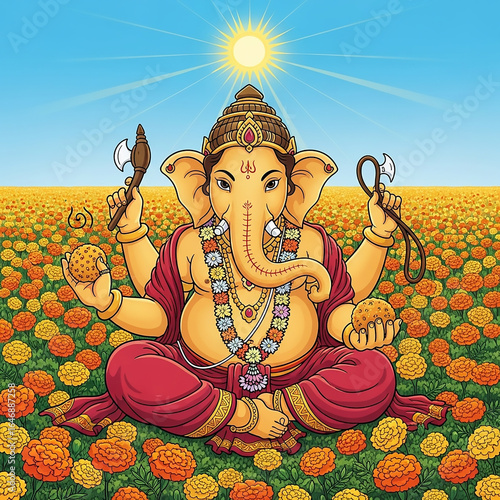 Lord Ganesha Meditating in ...