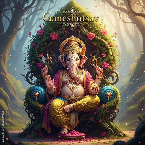 A Magical Ganesha on a Flor...