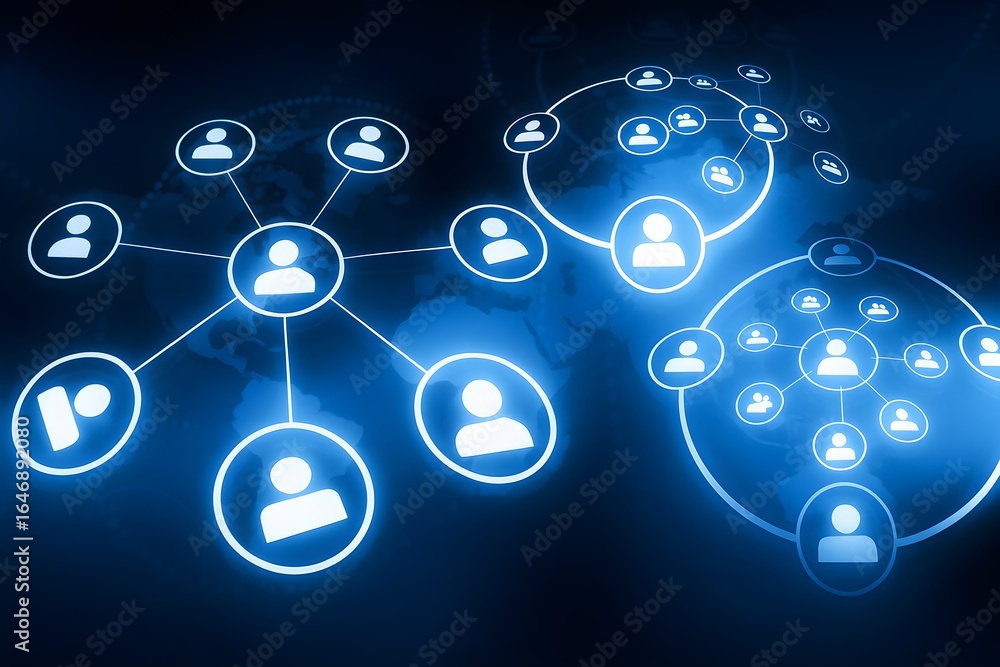 custom made wallpaper toronto digitalAbstract glowing network of people icons connected by lines on a dark background