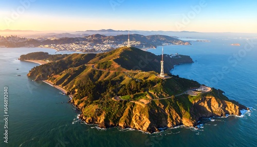 Panoramic view of Alcatraz Island at sunset