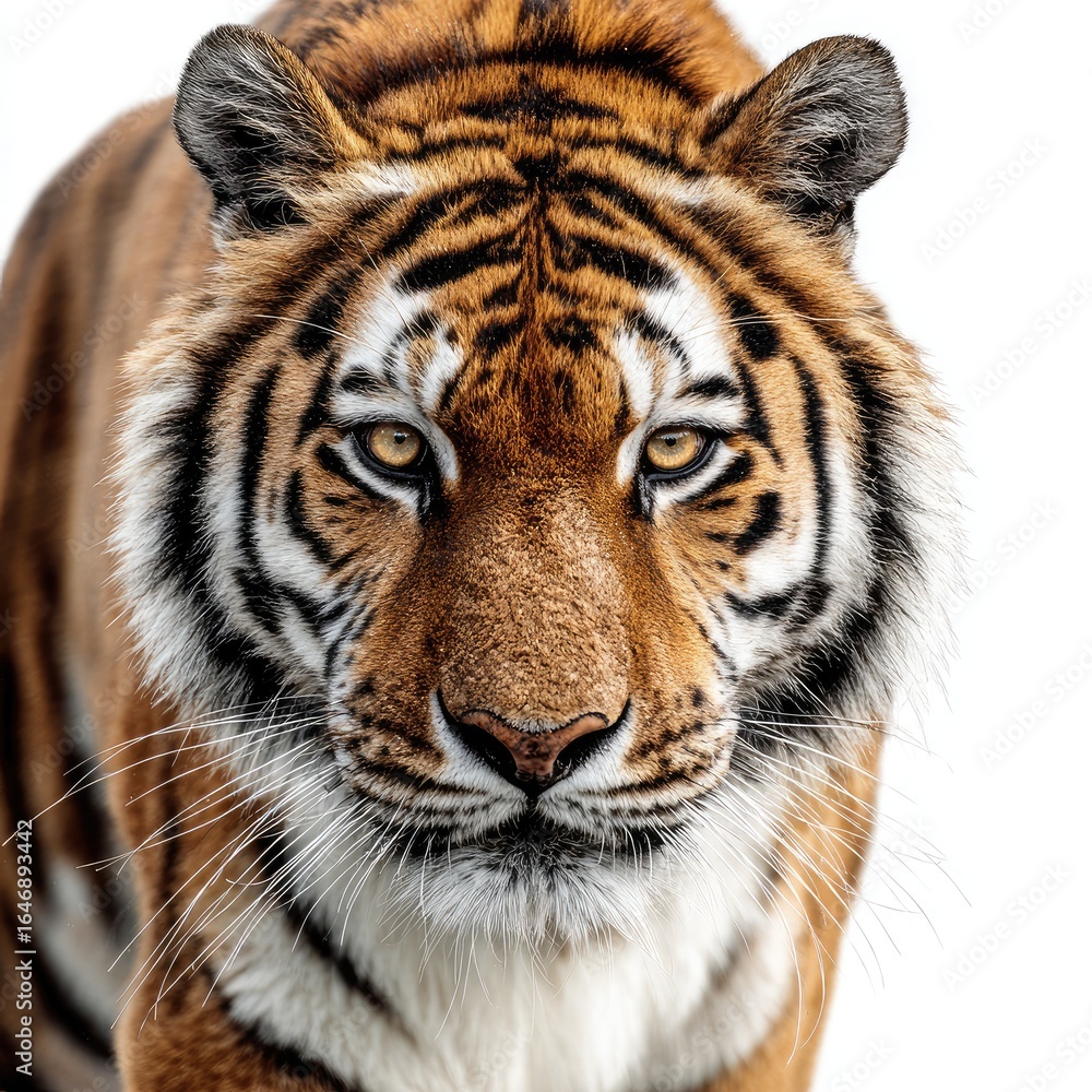 Naklejka premium Close-up of a tiger's head and shoulders