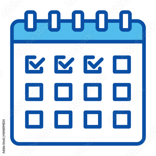 Check Icons In Blue Style, Vector Illustration