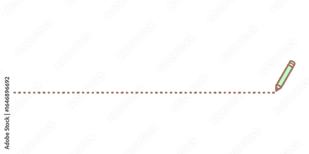 Fototapeta premium 点線を書いている鉛筆のカラーイラスト