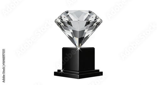 Photo of diamond trophy isolated on transparent background representing success and achievement