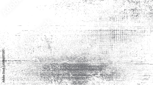 Grunge halftone background with abstract noise and textured distortion. Faded overlay with glitch lines and splatter effect. Retro rough design.