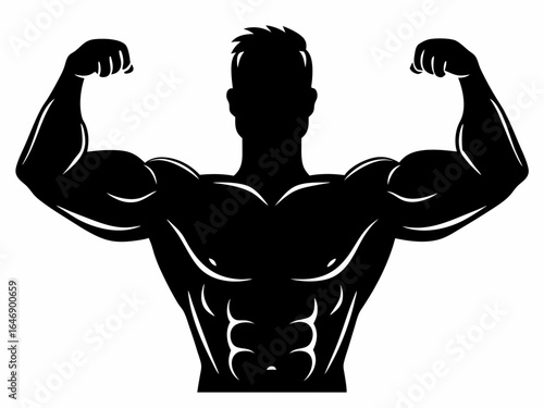 strong bodybuilder man silhouette