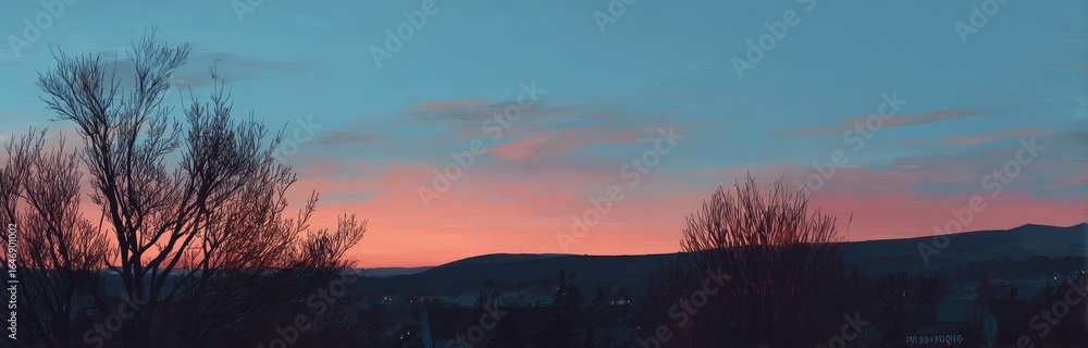 Fototapeta premium Silhouetted trees against a vibrant sunrise/sunset