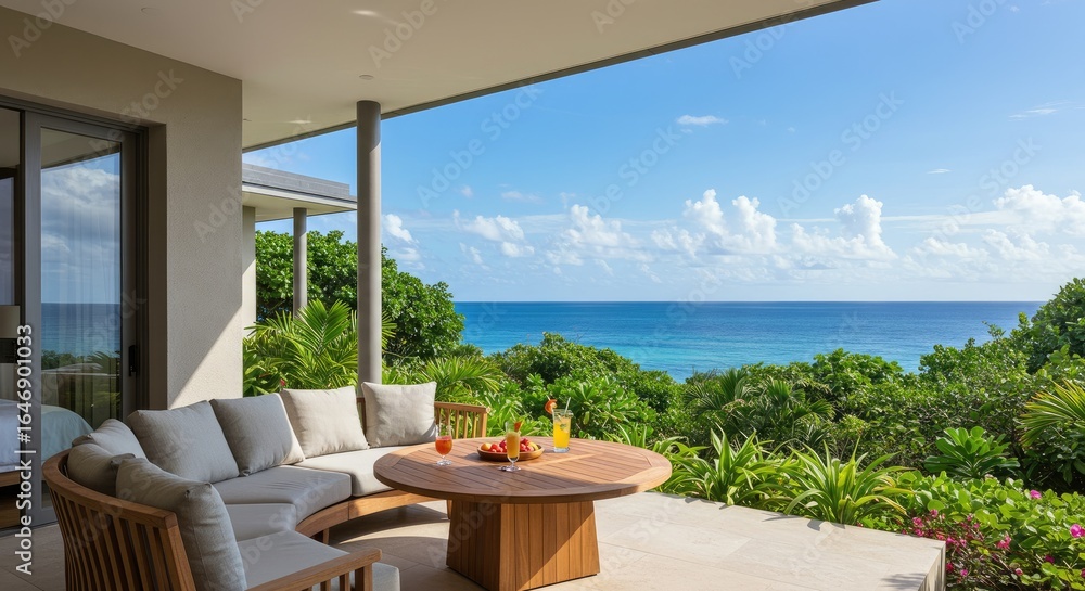 Fototapeta premium Tropical Oceanfront Patio