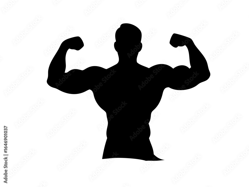 Fototapeta premium man bodybuilding pose silhouette