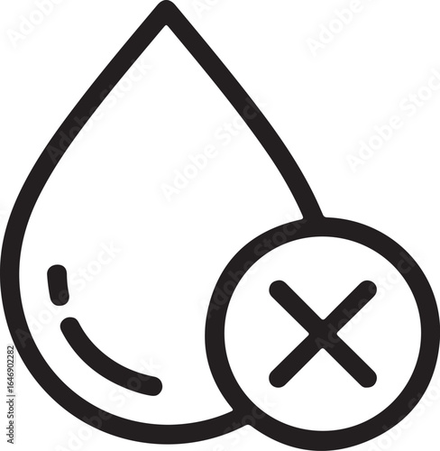Water drop icon with a cross symbol indicating no water or prohibition