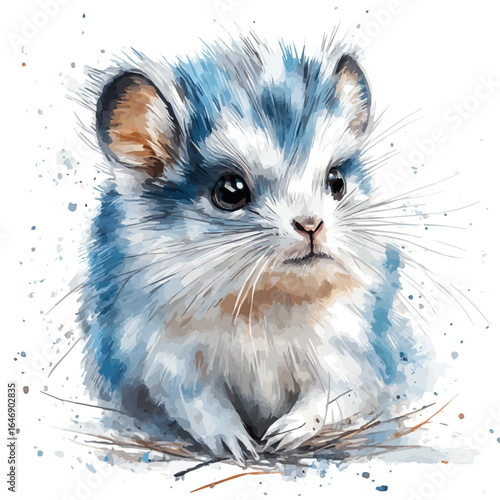 watercolor of Chinchilla, vector, isolated on a white background.