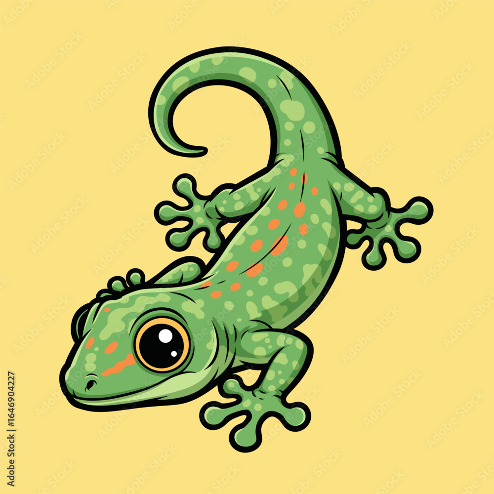 Obraz premium Cute Gecko Vector Cartoon Illustration