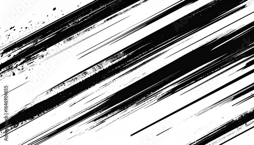 スピード感あふれる斜め集中線のモノクロイラスト　和風の背景素材墨で描いた和風な和風背景