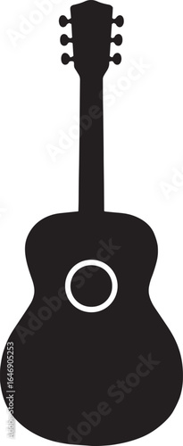 Silhouette of a Guitar in Vector Style – Minimalist Design with Sharp Clean Edges, Ultra HD on White Background