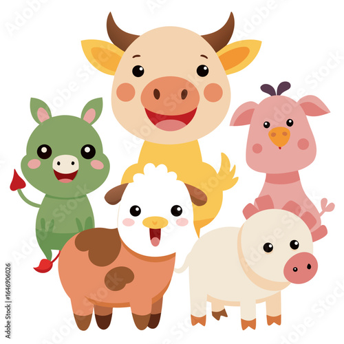 Cute Cartoon Farm Animals