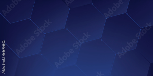 Abstract dot white blue hexagon pattern gradient texture technology background.