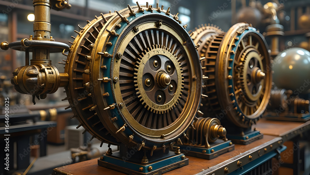 Fototapeta premium Incredible 3D Mechanical Clockwork of Percentage Gears