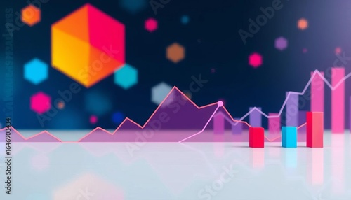Abstract geometric shapes and data points on a clean, flat background depicting market analysis, abstract background, background