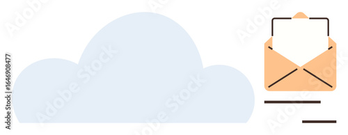 Light blue cloud paired with an open envelope and letter, symbolizing email, cloud storage, file sharing, communication, and digital services. Ideal for technology, networking and security themes. A