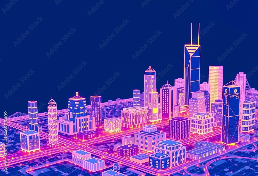 Abstract low-poly wireframe smart city model on a blue background Futuristic urban landscape illustration, background, concept Abstract low-poly wireframe smart city model on a blue background Futuristic urban landscape illustration, background, concept