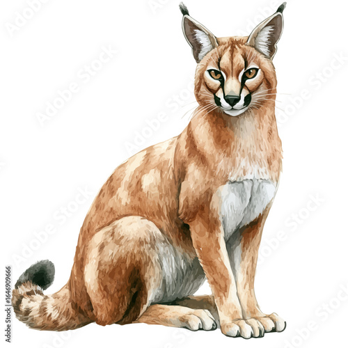 watercolor of Caracal, vector, isolated on a white background.