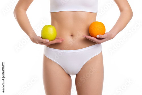 beautiful slim female waist with orange 