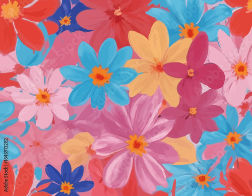 Multi Color Flower Vercotor Neon Gradient 