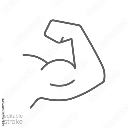Arm icon. Simple outline style. Muscle, strong, power, protein, strength, bicep, man, hand, flex, body, muscular, exercise, health concept. Thin line symbol. Vector isolated design editable stroke
