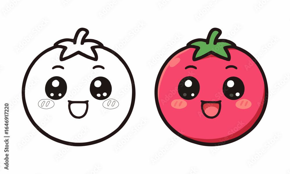 Obraz premium cute tomato coloring page for kids