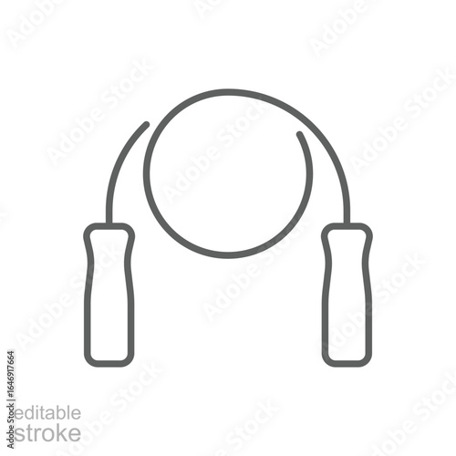 Jumping rope icon. Simple outline style. Fitness, skipping rope, jump, health, lifestyle, game, training, exercise, sport gear concept. Thin line symbol. Vector isolated design editable stroke