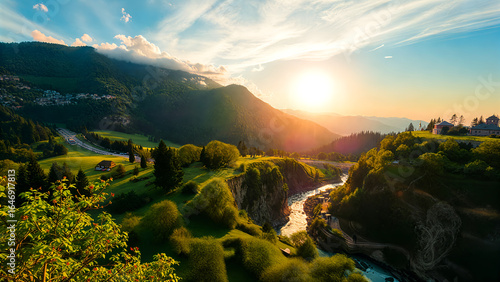 sunset in the mountains