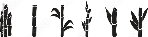 Bamboo Sugarcane icon set. Design elements for social network and application. on transparent background.Sugarcane stalks vector illustration of fresh sugarcane plants for agriculture.
