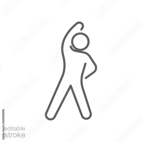 Exercise routine and fitness icon. Simple outline style. Stretching, physical, warm, activity, exercise, aerobic, gym, training concept. Thin line symbol. Vector isolated design editable stroke