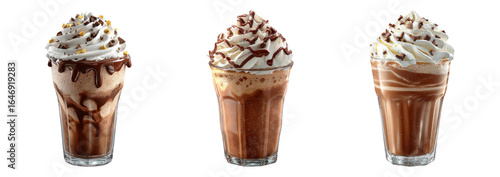 Delicious Chocolate Milkshake Set Isolated on Transparent Background