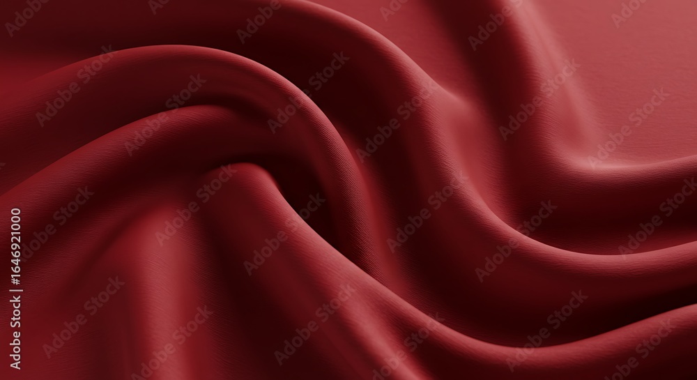 Obraz premium Rich crimson satin textile draped in smooth, sensual waves, creating a luxurious and elegant textured background
