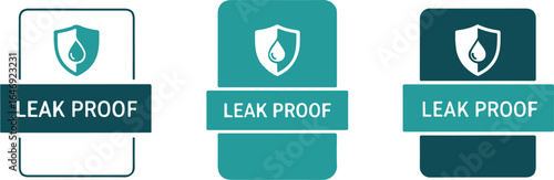 Leak Proof icon set with shield symbol