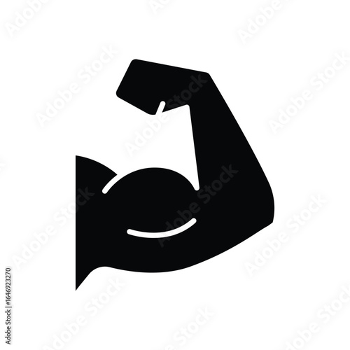 Arm icon. Simple solid style. Muscle, strong, power, protein, strength, bicep, man, hand, flex, body, muscular, exercise, health concept. Silhouette, glyph symbol. Vector isolated design