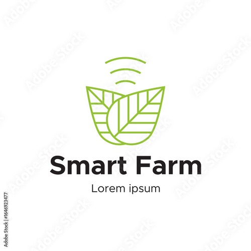 Minimalist Smart Farm Logo with Leaf Graphic