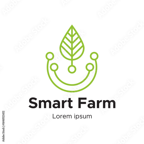 Minimalist Smart Farm Logo with Leaf Graphic