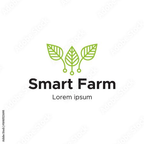 Minimalist Smart Farm Logo with Leaf Graphic
