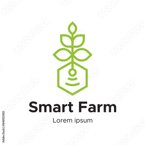 Minimalist Smart Farm Logo with Leaf Graphic